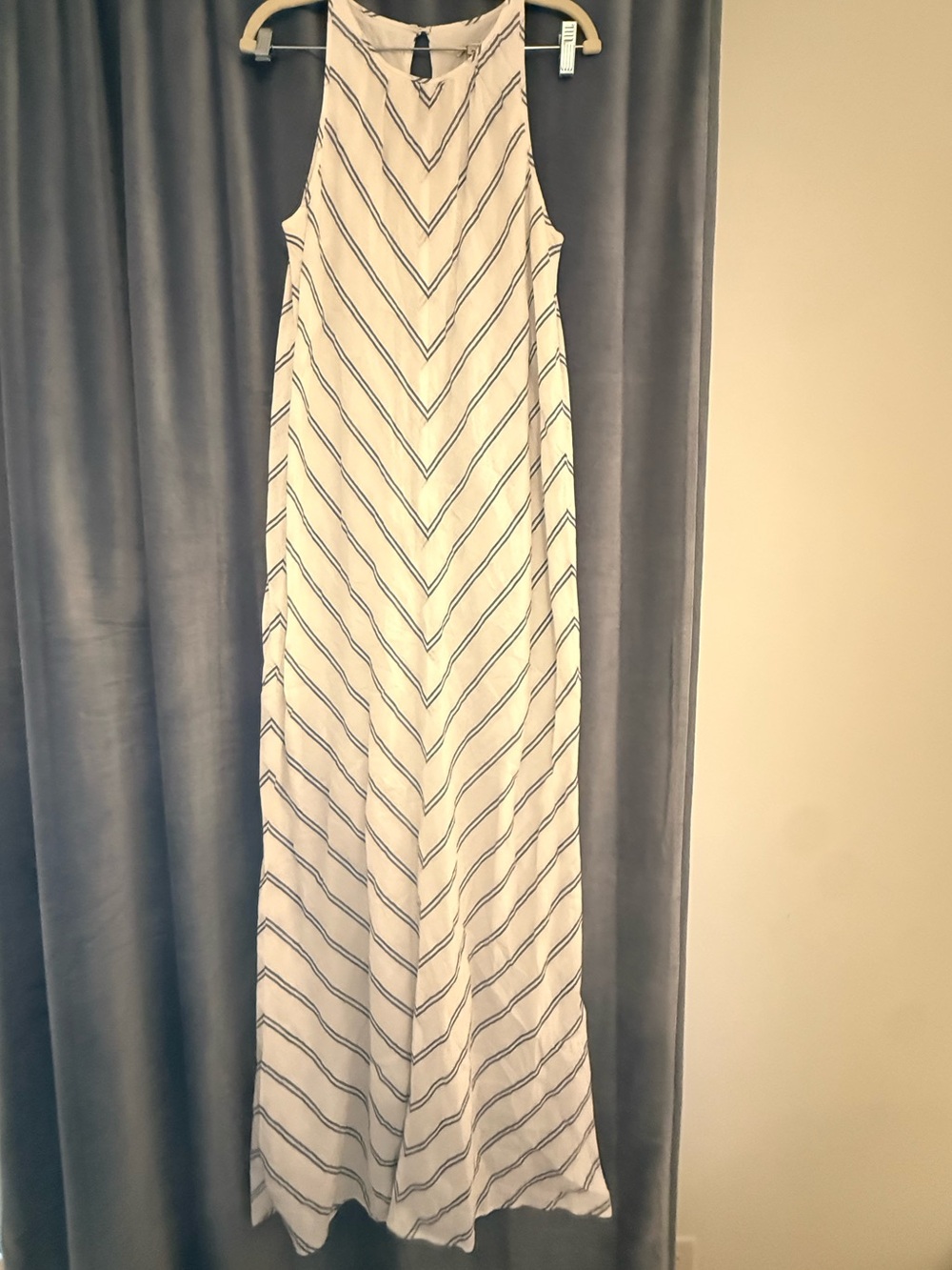 JCrew Women's Cream Chevron Maxi Dress - Sleeveless Summer Style